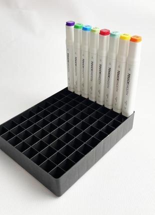 Подставка для маркеров органайзер для канцелярских принадлежностей 80 ячеек черная