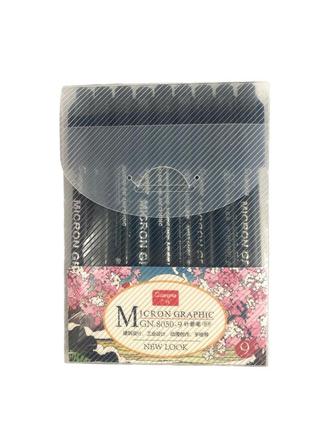 Набор линеров капилярные ручки для скетч зарисовок 9 шт черного цвета, линер, маркер для скетч