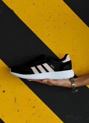 Женские кроссовки  adidas iniki black white pink