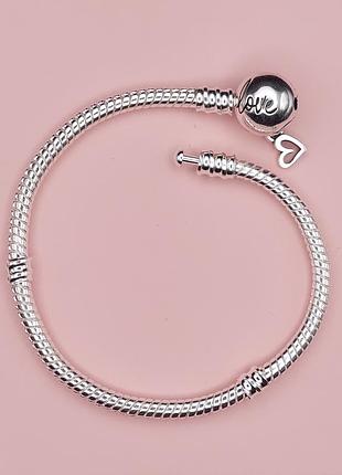 Браслет (основа) для шармів pandora, love з підвіскою серце