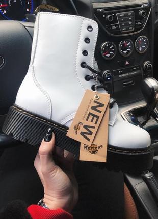 Ботинки dr. martens jadon white fur (с мехом)2 фото