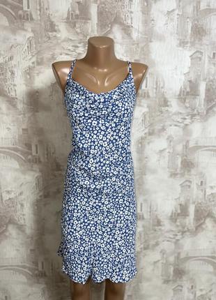 Міні сукня на тонких бретелях у квітковий принт,сарафан(032)2 фото
