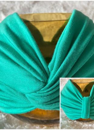 Об'ємна пов'язка-чалма двостороння з бавовняного трикотажу