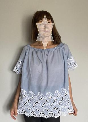 Женская блузка большого размера  с выбивкой 54-56 укр3 фото