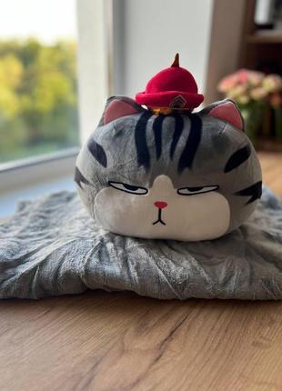 Котик плюшевый - игрушка-плед-подушка, 60 см. размер пледа 110*140 см, гипоаллергенный2 фото