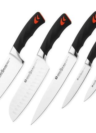 Кухонный набор ножей ватэрло, 5 профессиональных ножей из нержавеющей стали + подставка в ​​комплекте.4 фото