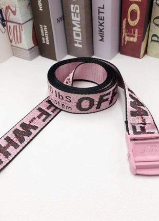 Ремень пояс off white original belt розовый с розовой   пряжкой  150 см2 фото