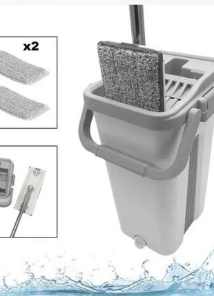 Комплект для прибирання з відром швабра з вертикальним віджимом ледащо cleaning kit автоматичний віджим