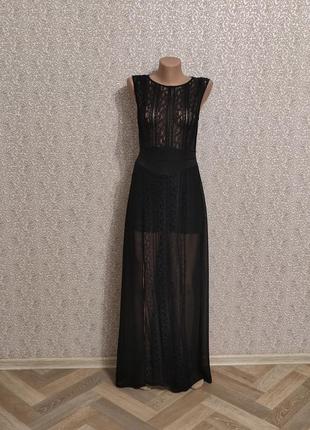 Malloy черное длинное платье в пол