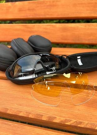 Тактические очки военные черные баллистические со сменными линзами для стрельбы4 фото