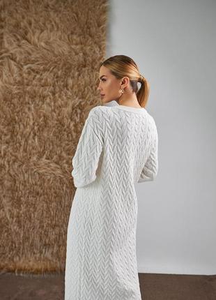 Стильное и комфортное женское вязаное платье миди с узором, универсальное элегантное платье с косами10 фото