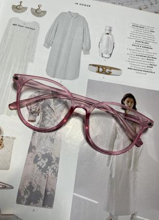 Іміджеві окуляри антивідблискові унісекс окуляри нульовки в прозоро-рожевій оправі