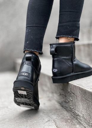 Кожаные сапоги ugg mini с натуральным мехом /осень/зима/весна😍8 фото