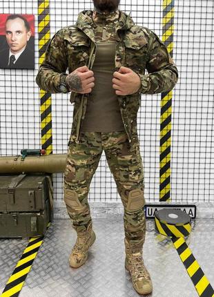 Тактический костюм 3 в 1 multicam военная форма мультикам рип стоп куртка убакс ubacs и штаны с наколенниками2 фото