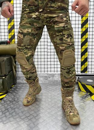 Тактический костюм 3 в 1 multicam военная форма мультикам рип стоп куртка убакс ubacs и штаны с наколенниками9 фото