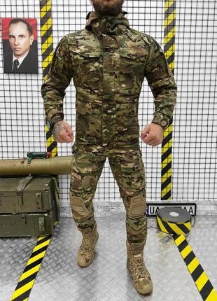 Тактический костюм 3 в 1 multicam военная форма мультикам рип стоп куртка убакс ubacs и штаны с наколенниками3 фото