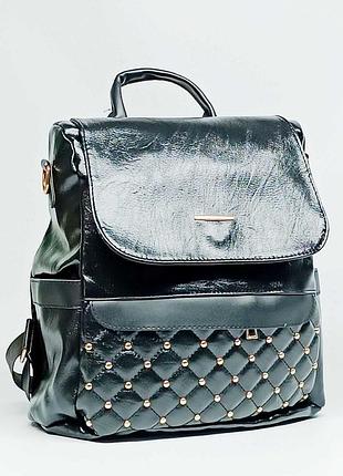 Рюкзак дівчинці shantou шкірзам чорний 393901-25