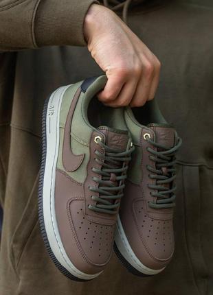 Nike air force 1 low khaki brown, кроссовки мужские найк форс хаки, кроссовки мужественные форсы