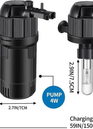 Акваріумний уф-фільтр, фільтр для води 3w 5 в 1, зелений фільтр для води, занурювальний водяний насос3 фото