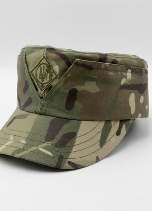 Армійська кепка мазепинка мультикам зсу (зсу), тактична кепка з гербом 57р, камуфляжна кепка з козирком