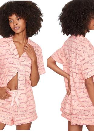 Коттоновая пижама victoria's secret cotton short pajama set