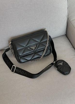 Сумка prada re-nylon padded shoulder black