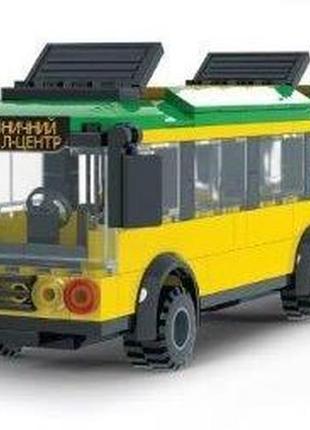 Конструктор пластиковий маршрутне таксі жовтий автобус богдан lego 179 деталей iblock lego 22*16*6 см