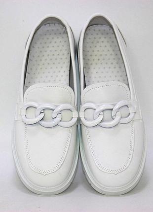 🔴 белые туфли лоферы из эко кожи3 фото