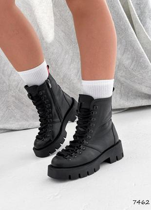 Стильные черные ботинки женские, демисезон, на подкладке,осень-весна,кожаные/кожа-женская обувь1 фото