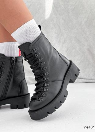 Стильные черные ботинки женские, демисезон, на подкладке,осень-весна,кожаные/кожа-женская обувь3 фото