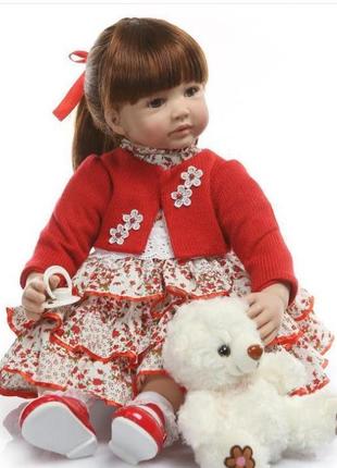 Силиконовая коллекционная кукла реборн reborn девочка катюша ( виниловая кукла ) высота 60 см
