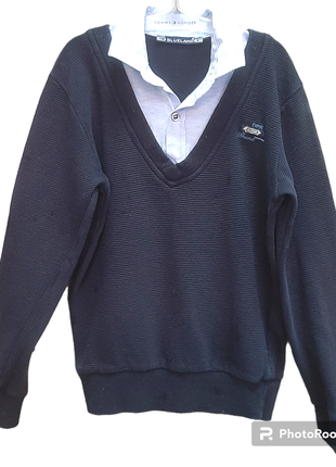 Школьный свитер с имитацией рубашки, размер большемерит