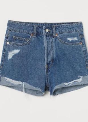 Шорти джинсові . короткие джинсы с высокой талией от h&m1 фото