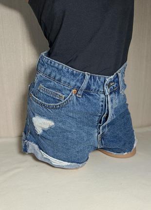 Шорти джинсові . короткие джинсы с высокой талией от h&m3 фото