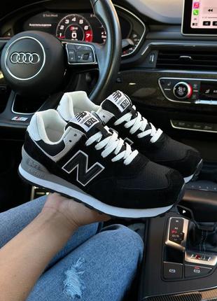 Женские кроссовки new balance 574 black white 36-37-38-39-40-41