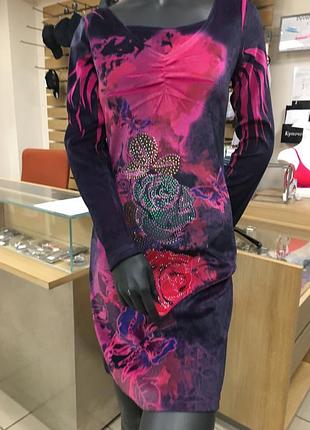 Сукня, оксамитове, зі стразами, ошатне, розмір 46