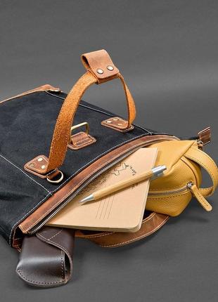 Сумка-рюкзак текстильный и из светло-коричневой кожи crazy horse9 фото