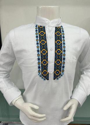 Рубашка varetti вышитая мужская s-xxl арт.1573-3, цвет белый, международный размер s, размер мужской одежды1 фото