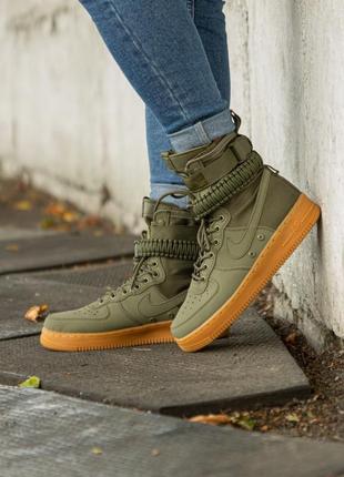 🍁nike special air force field 1 "olive green"🍁 високі кросівки найк, мілітарі