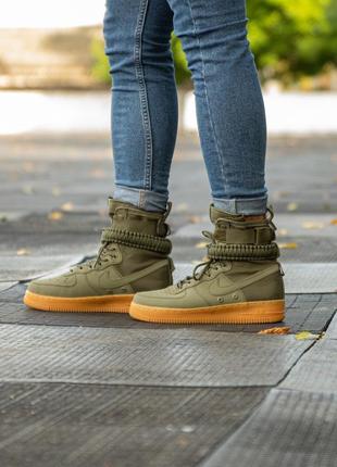 🍁nike special air force field 1 "olive green"🍁 високі кросівки найк, мілітарі2 фото