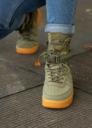 🍁nike special air force field 1 "olive green"🍁 високі кросівки найк, мілітарі4 фото