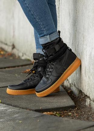 🍁nike special air force black🍁мужские высокие кроссовки найк аир форс, чёрные, хайтопы, кросівки найк чоло хайтопи