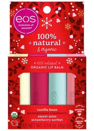 Набор бальзамов для губ eos 4 pack limited edition organic lip balm sticks1 фото