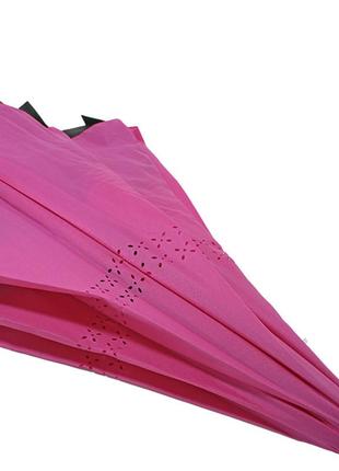 Зонт наоборот up-brella розово-красный ветрозащитный обратного сложения антизонт4 фото