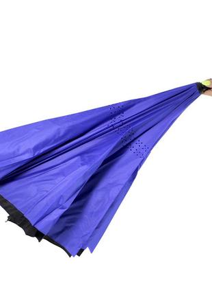 Розумна парасолька up-brella темно-синя парасолька-навпаки тростина механічна з подвійним куполом ku-222 фото