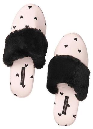 Тапочки victoria’s secret satin pink hearts slippers