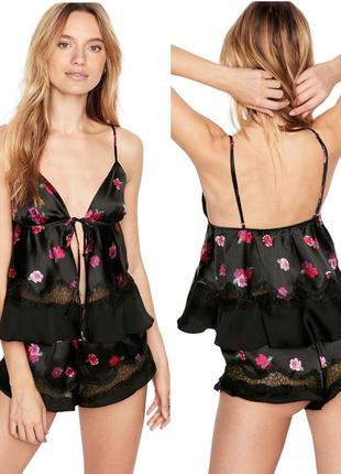 Сатиновая пижама victoria's secret satin cami & short pajama set