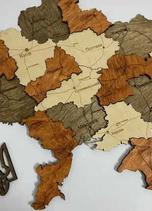 Деревянная карта украины многослойная 3d simpl - тик и палисандр6 фото