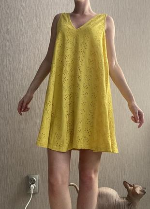 Платье платье сарафан мини короткое желтое asos7 фото