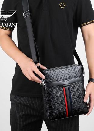 Кожанная сумка armani мужская через плечо1 фото